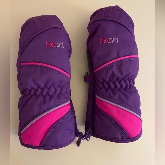 Head Waterproof Girls Purple Pink Snow Winter Ski Mittens Size Small Age 4-6 - Picture 1 of 3
